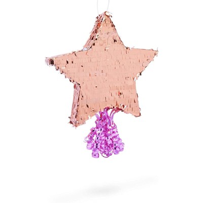 Sparkle and Bash Small Star Pull String Pinata for Birthday Party (13 Inches, Rose Gold)