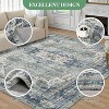 5x7 Washable Vintage Rug – Ultra-Thin Non-Slip Retro Medallion Carpet, Lightweight Floor Mat for Living, Bedroom, Dining, Home Office, Blue - 3 of 4
