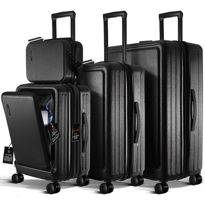 Travelarim 4 Piece Hard Shell Black Luggage Set With Spinner Wheels Expandable Large Suitcases With Tsa Lock Target