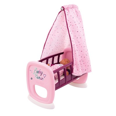 Pink and Purple Plastic Baby Doll Nurse Cradle with Canopy