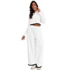 ATHLECHIC Women's Casual Lounge Cropped Half Button Hoodie Top Wide Leg Pants Ribbed Knit Tracksuit Two Piece Sets - 4 of 4