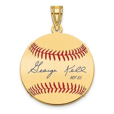 Black Bow Jewelry 14K Gold Plated George Kell Signature SM Enamel Baseball Pendant
