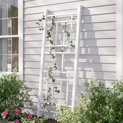 White Vinyl 28" x 75" Garden Trellis with Ground Stakes