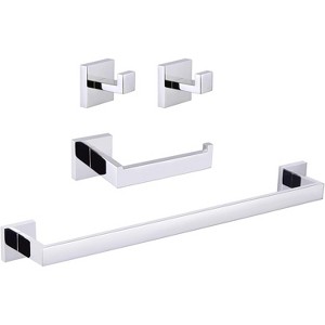 Mixxidea Square Toilet Paper Holder Bundle with Single Towel Hook 2 PCS, Towel Bar (Polished Chrome) - 1 of 3