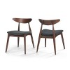 Coolbibila Casual Kitchen Dining Chairs Set Of 2,Fabric Upholstered Seat And Wood Frame Round Legs, Armless Curved Back Dining Chair - 3 of 4