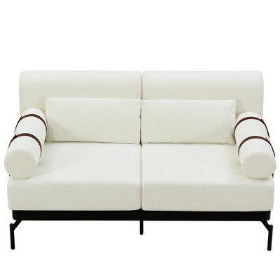Airsurfer Modern 59" Loveseat Sofa Couch, 2-Seater with USB Ports and Unique Cylindrical Armrests, Comfortable Fabric Sofa for Living Room