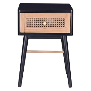 COZAYH Modern Farmhouse 1 Drawer Bedroom Nightstand, Bedside End Table, Black - 1 of 1