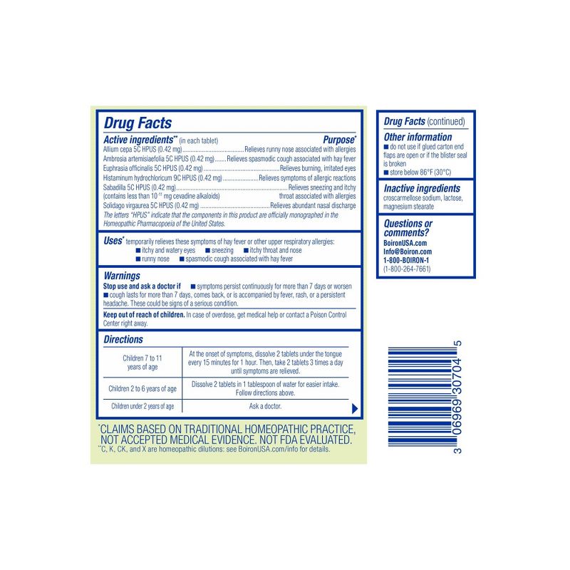 Boiron AllergyCalm Kids Homeopathic Medicine For Allergy Relief  -  60 Tablets, 2 of 5