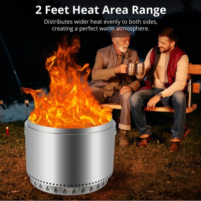 27" Smokeless Fire Pit with Adjustable Airflow, 304 Stainless Steel Wood-Burning Firepit, 360° Heat & Secondary Burn Technology, Outdoor Fire Bowl