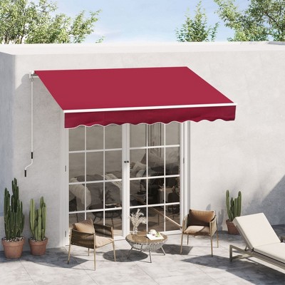 Sapphtopaz 8' x 7' Retractable Awning Manual Patio Awnings Sunshade Shelter UV Resistant Window Cover