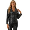 INSPIRE CHIC Women's Notched Lapel Single-Breasted Faux Leather Blazer - 4 of 4