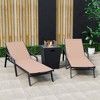 LeisureMod Marlin Patio Lounge Chairs with Arms and Fire Pit Side Table - Black Trim, Set of 2 - 2 of 4