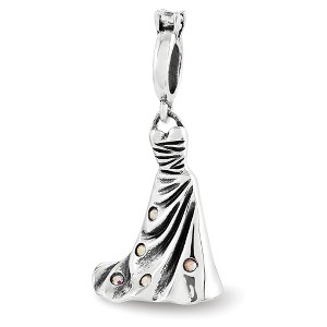 Black Bow Jewelry Sterling Silver with Crystals Wedding Dress Dangle Bead Charm - 1 of 3