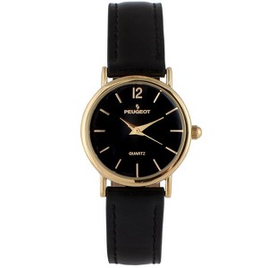 Peugeot Women's Classic Easy Read Black Watch with Black Leather Strap - 1 of 4