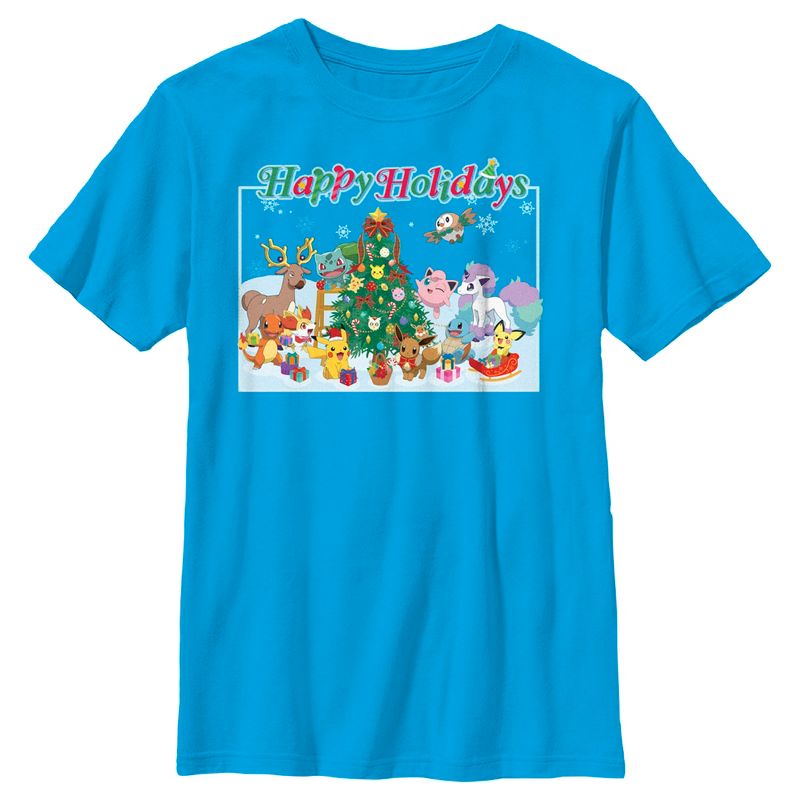 Boy's Pokemon Happy Holidays Crew T-Shirt, 1 of 5