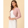 INSPIRE CHIC Women's Solid Open Front Curved Hem Stretchy Fabric Crop Bolero Shrug - 3 of 4