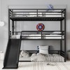 KWPZQEB Triple Bunk Bed with Ladder & Guardrail, Metal Triple Bunk Bed with Slide & Noise-reduced Design,Heavy-duty Bunk Bed, Easy Assembly, Black - 2 of 4