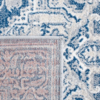 Navy and Light Grey Synthetic 4' x 6' Hand-Knotted Area Rug