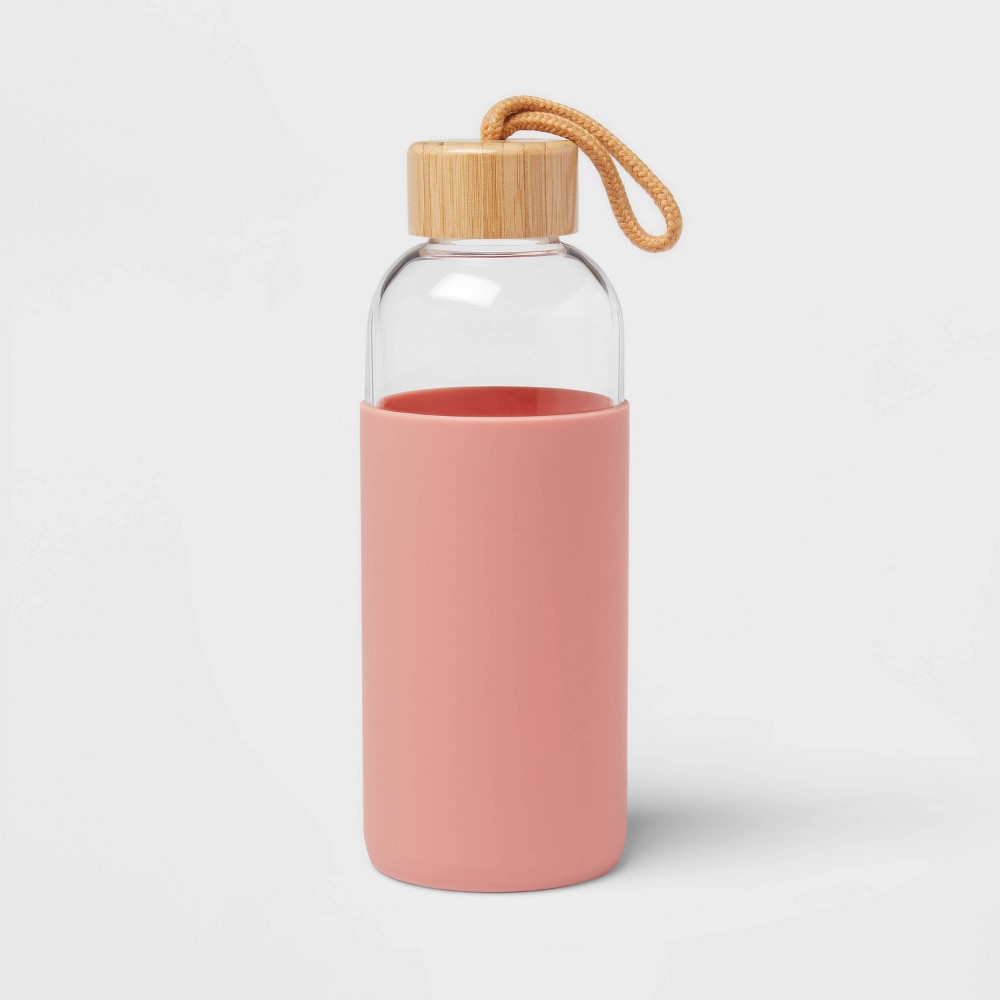 22oz Glass Water Bottle with Silicone Sleeve Terra Rose - Threshold