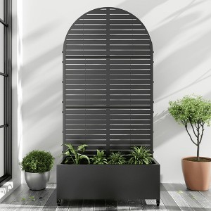 Spassway 72"H*35"W Arch Metal Planter Box with Trellis Raised Garden Bed with Wheels Pot Planter for Climbing Plant Decorative Privacy Screen Black - 1 of 4
