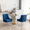 SEYNAR Modern Velvet Pleated Finish Back Dining Chair Set of 2 with Rear Handle - 3 of 4
