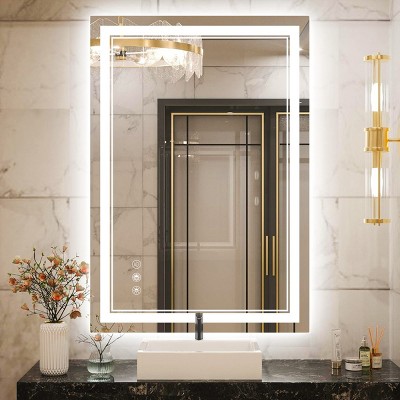 LED Bathroom Mirror Rectangle Mirror With Light Toilet Mirror With Adjustable LED Color Temperatures,Anti-Fog,Wall Mounted Mirror-The Pop Home