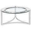 Signet Stainless Steel Coffee Table Silver - Modway: Chic Round Glass Top, Loop Leg Design, 36" Height - 2 of 4