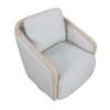 Fabric Upholstered Swivel Accent Chair with Wood Trim Arm and Modern Living Room Design - 4 of 4