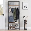 Whizmax Coat Rack Shoe Bench with 5/10 Hooks, Hall Trees Entryway Bench with Storage for Entryway, Living Room, Bedroom, Brown - 3 of 4