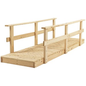 Outsunny 7' Wooden Garden Bridge with Safety Rails, Backyard Footbridge for Ponds, Creeks, Streams, Natural - 1 of 4