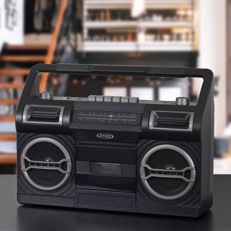 JENSEN Portable AM/FM Radio with Cassette Player/Recorder and Built-in Speakers - Black, 5 of 7