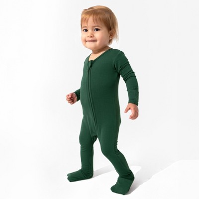 Bellabu Bear Baby Pine Green Bamboo Convertible Footie