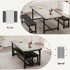 Industrial Expandable Dining Set with 2 Upholstered Benches - 47.2 to 63 inch Table, H-Frame Base, 550lb Capacity, Space-Saving for Compact Homes - 4 of 4