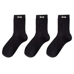 Anna-Kaci Women's 3 Pairs Quarter Socks Heart Accent Knit Stretchy Comfortable Fit Everyday Casual Wear - 1 of 3