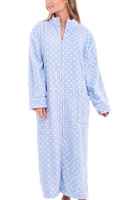 ADR Women's Zip Up Robe Fleece Soft Warm Plush Oversized Zipper Bathrobe