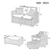 Syemin 6PCS Patio Seating Rattan Furniture Set Sectional Sofa Cushioned Garden, Tempered Glass Table, Gray, 50"*28.7"*31.1" - 2 of 4