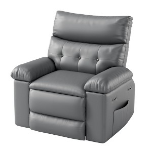 Recliner Chair for Adults, PU Leather Electric Rocker Recliner, 270 Degree Swivel Chair with Side Pocket, Modern Massage Sofa for Living Room Bedroom - 1 of 4