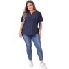 Agnes Orinda Women's Plus Size Summer Eyelet V Neck Short Sleeve Blouse - 3 of 4