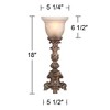 Regency Hill French LED Uplight Desk Table Lamp 18" High Beige Wash Candlestick Alabaster Glass Shade for Bedroom Bedside Office - 4 of 4