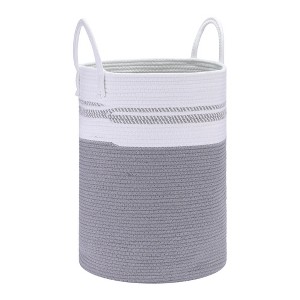 Unique Bargains Handcrafted Cotton Rope Widened Handles Storage Basket for Blankets, Clothes - 1 of 4