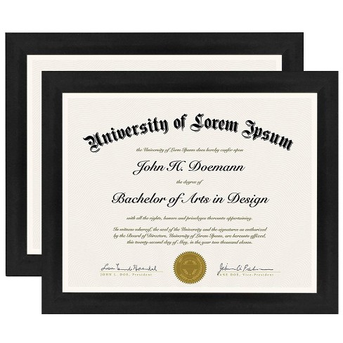 Americanflat Diploma Frame in Black Wood with Shatter Resistant Glass -  Horizontal and Vertical Formats for Wall and Tabletop - 8.5