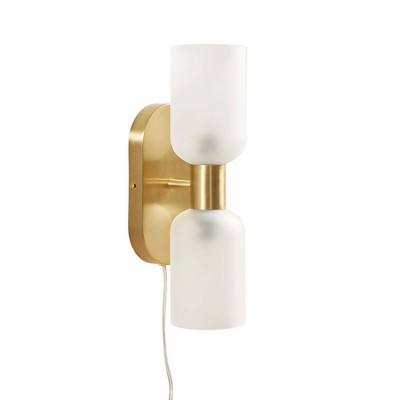 Gold Frosted Glass Double Tube Wall Sconce