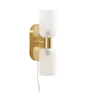 Hampton Hill 4.25"x5.75" Dove Double Tube 2-Light Wall Sconce: UL Listed, Iron Body, Frosted Glass - 1 of 4
