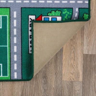 Green Educational Road Traffic Kids Playmat Area Rug 7'10" x 10'