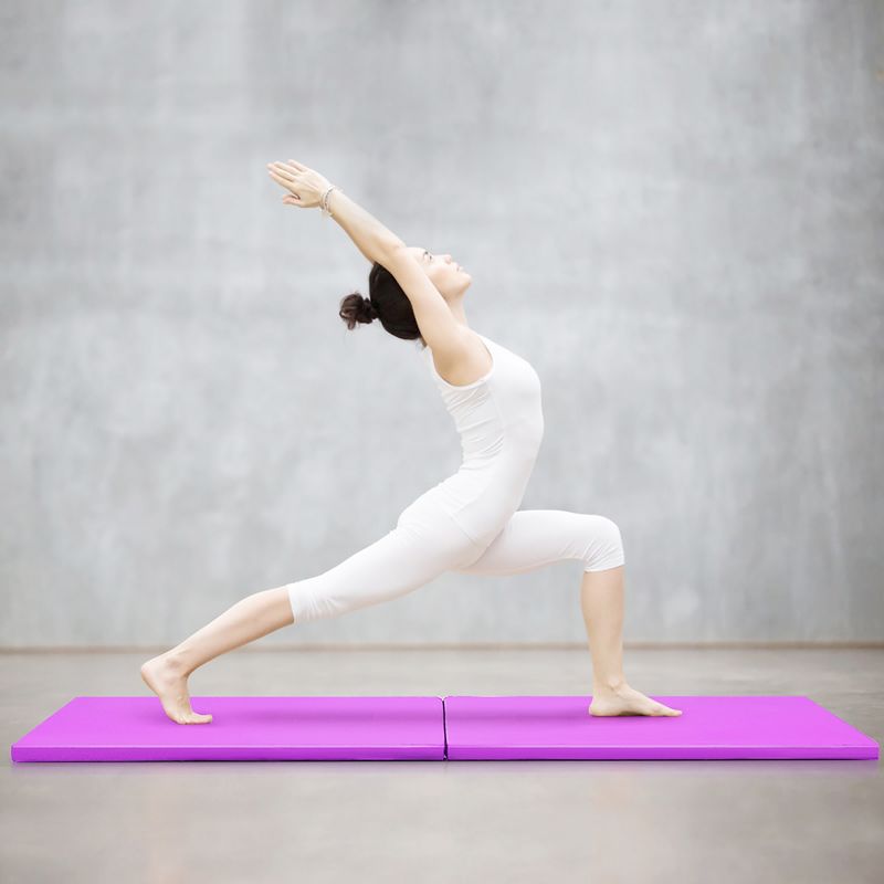 Costway 6'x2' Yoga Mat Folding Exercise Aerobics Stretch Gymnastic w/Handle  Blue\Purple, 3 of 7