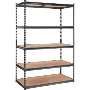 PDTEND 5-Tier Utility Storage Shelving Unit, Adjustable Heavy-Duty Metal Rack Organizer for Kitchen, Pantry or Basement, Black - 1 of 4