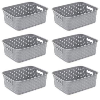 Sterilite Small Plastic Stacking Storage Basket Container Totes W/ Comfort  Grip Handles And Flip Down Rails For Household Organization, White, 8 Pack  : Target