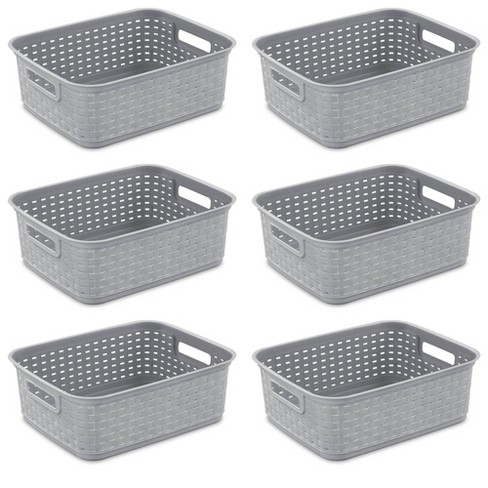 Grey X-Small Weave Basket Storage Container, Plastic, 2.4 x 7.8 Inches, Mardel
