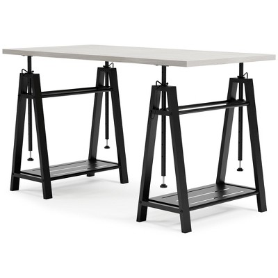 Transitional 47'' Black and White Adjustable Home Office Desk with Drawer
