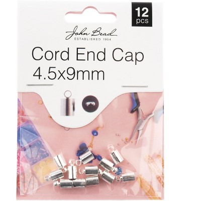 John Bead Must Have Findings Metal Silver 4.5x9mm Cord End Caps for Jewelry Making Findings, 12 Pieces